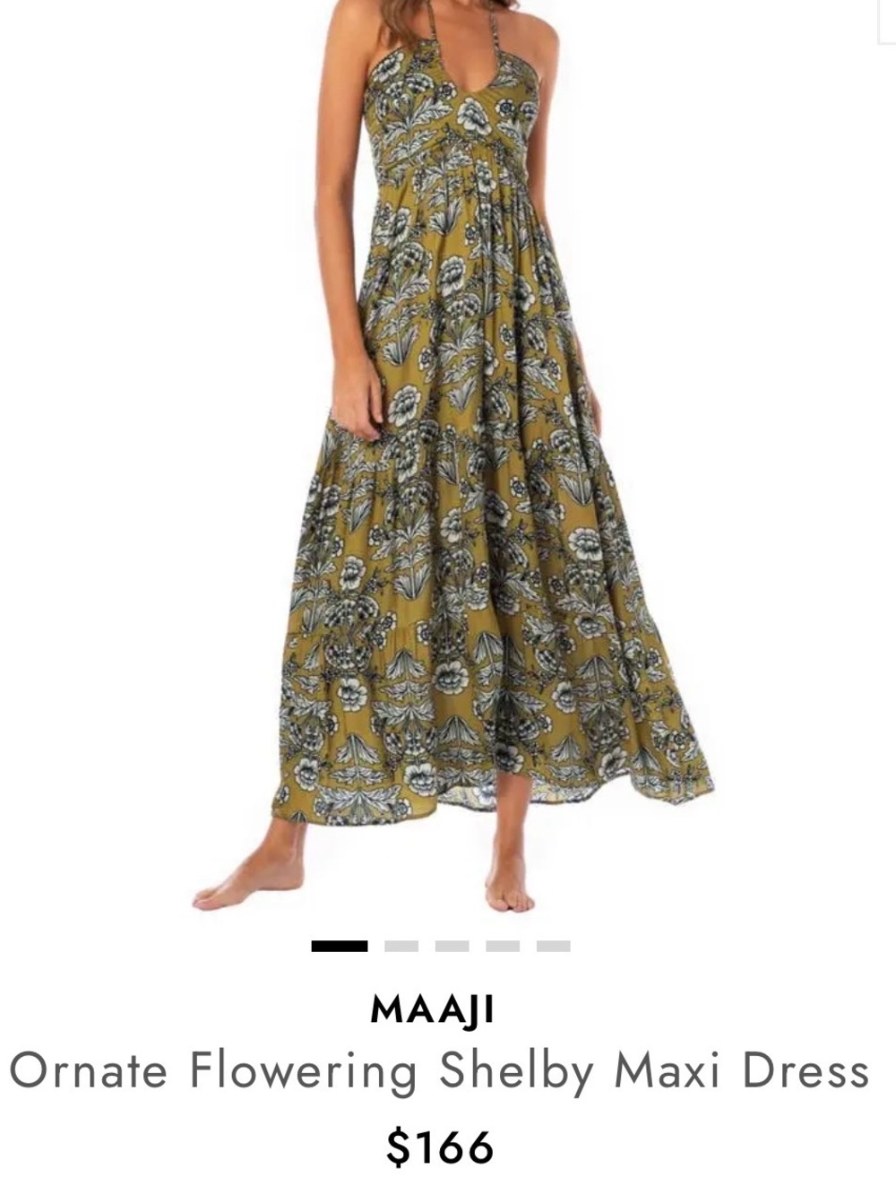 NWT Maaji Olive Floral Tiered Maxi Skirt